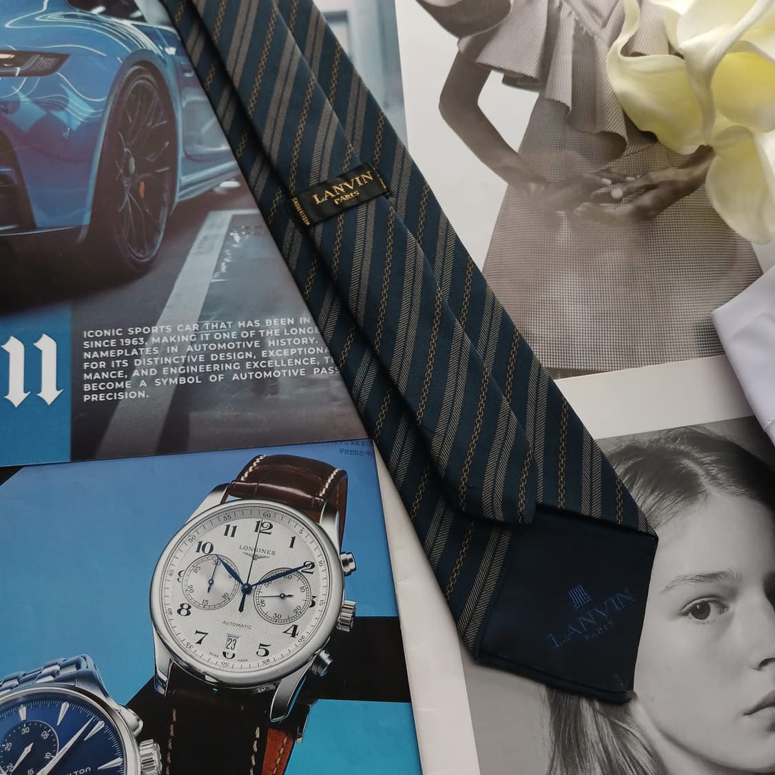 랑방 실크 네이비 스트라이프 넥타이 8.3cm B등급 A18540
 상품이미지3