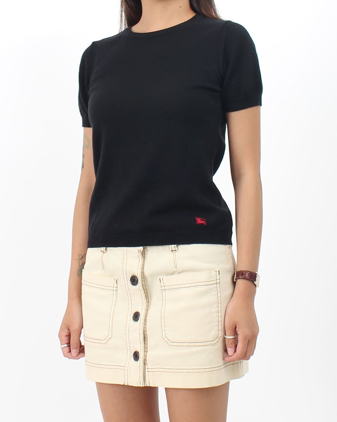 버버리 블랙 메리노울 반팔 니트 S 상품이미지3