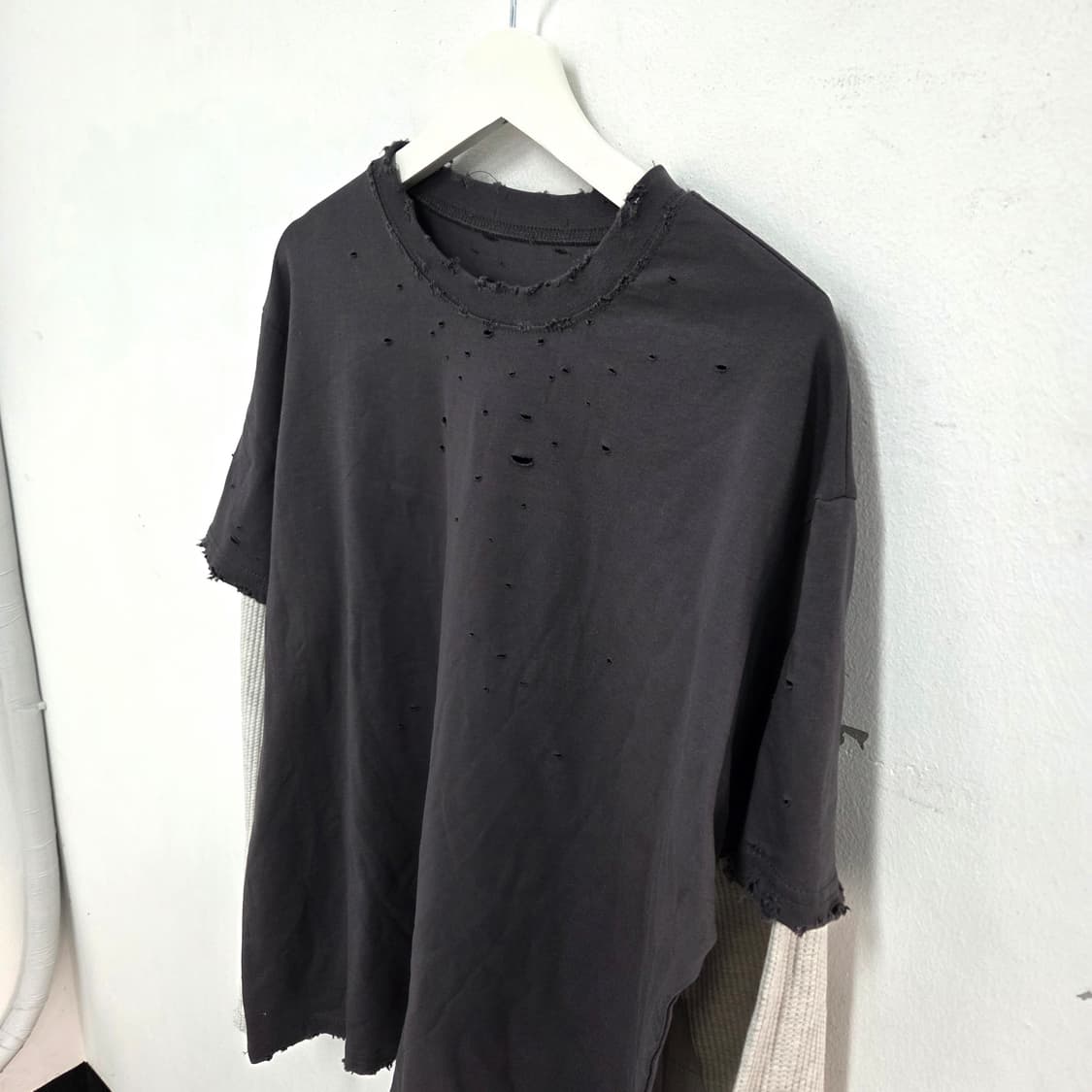 빈티지 와플 긴팔 레이어드 티셔츠 상품이미지4