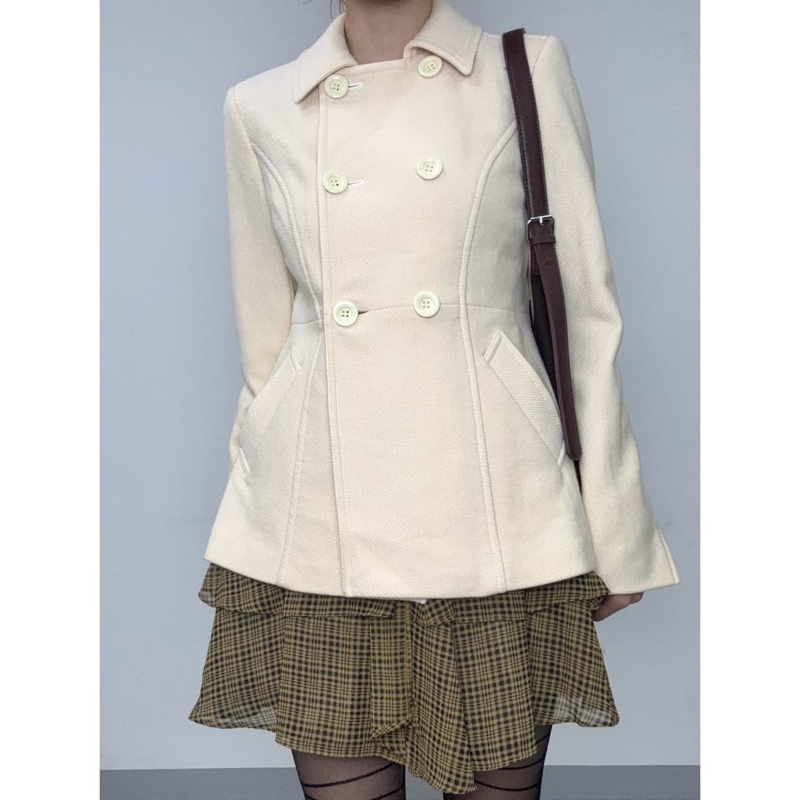 빈티지 아이보리 더블 코트 자켓 상품이미지1