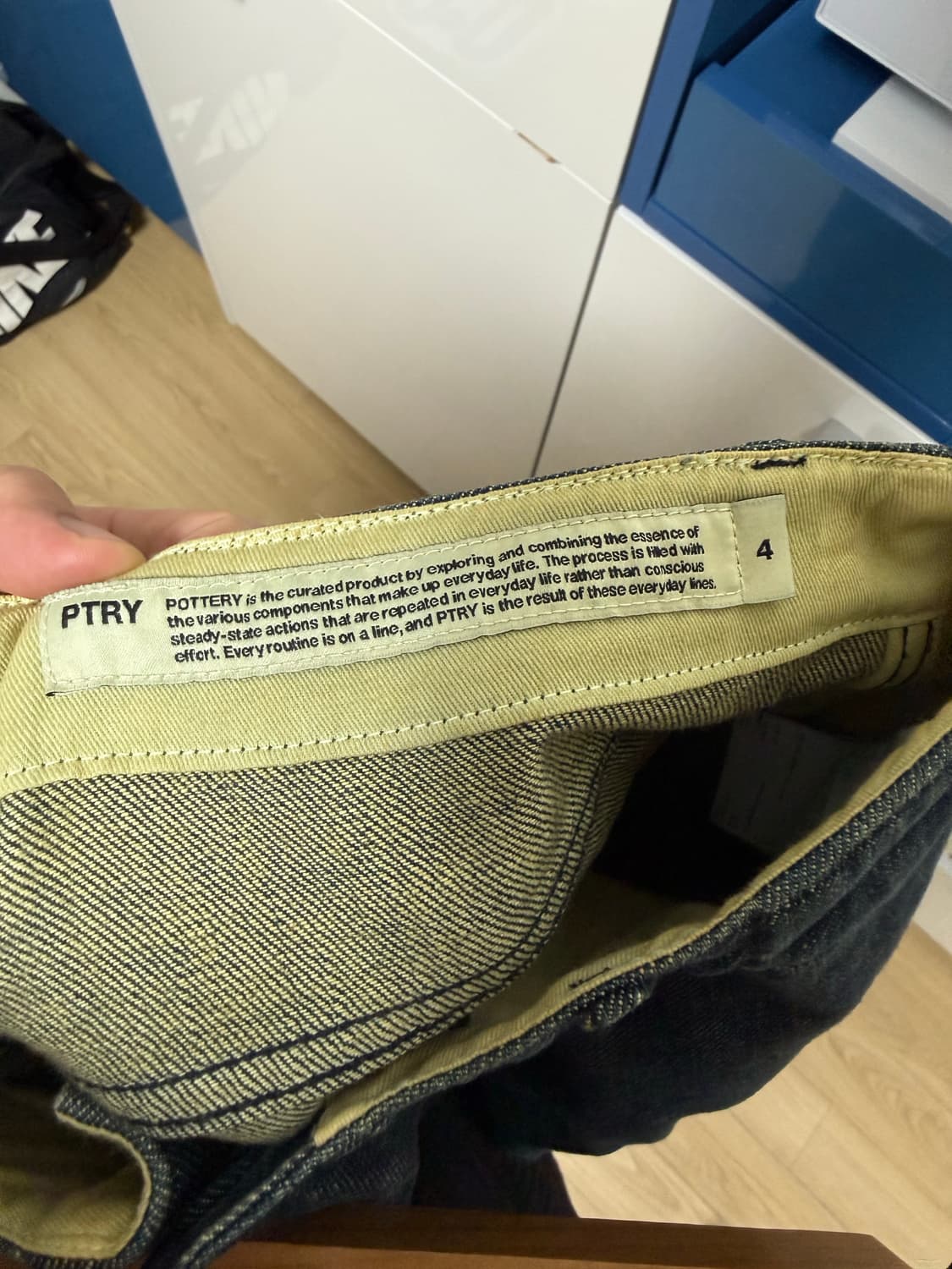 포터리 원 워시드 와이드 데님 4사이즈 미드인디고 상품이미지4