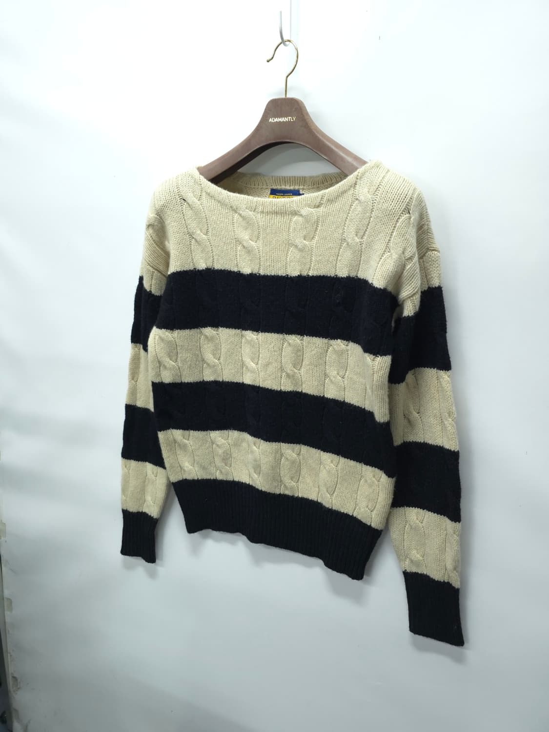 ​[희귀] 폴로 럭비라인 한정판 셰틀랜드 울 100% 꽈배기 단가라 니트 상품이미지2