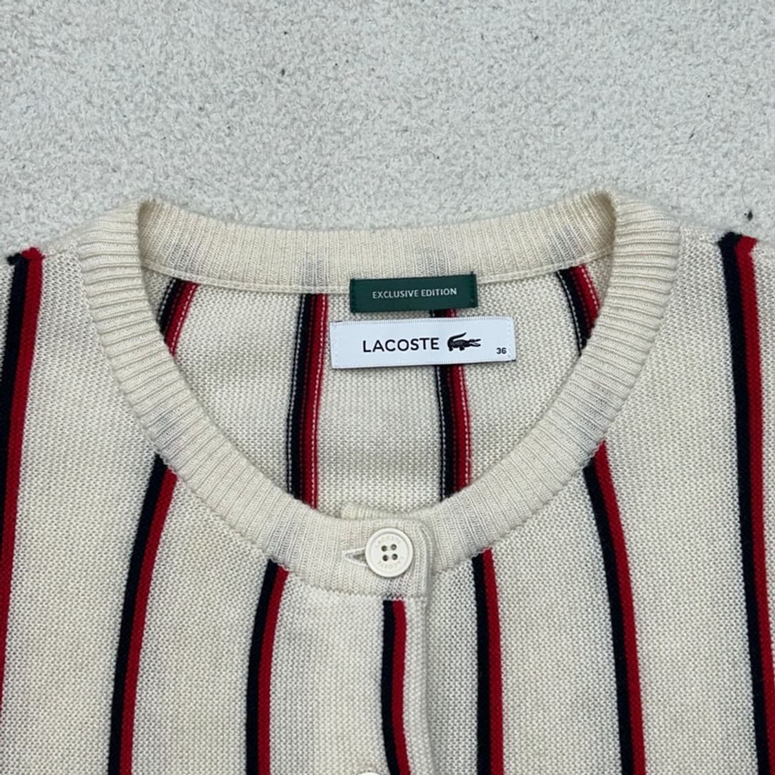 LACOSTEx빔즈 (일본판) 스트라이프 니트가디건 36 상품이미지5