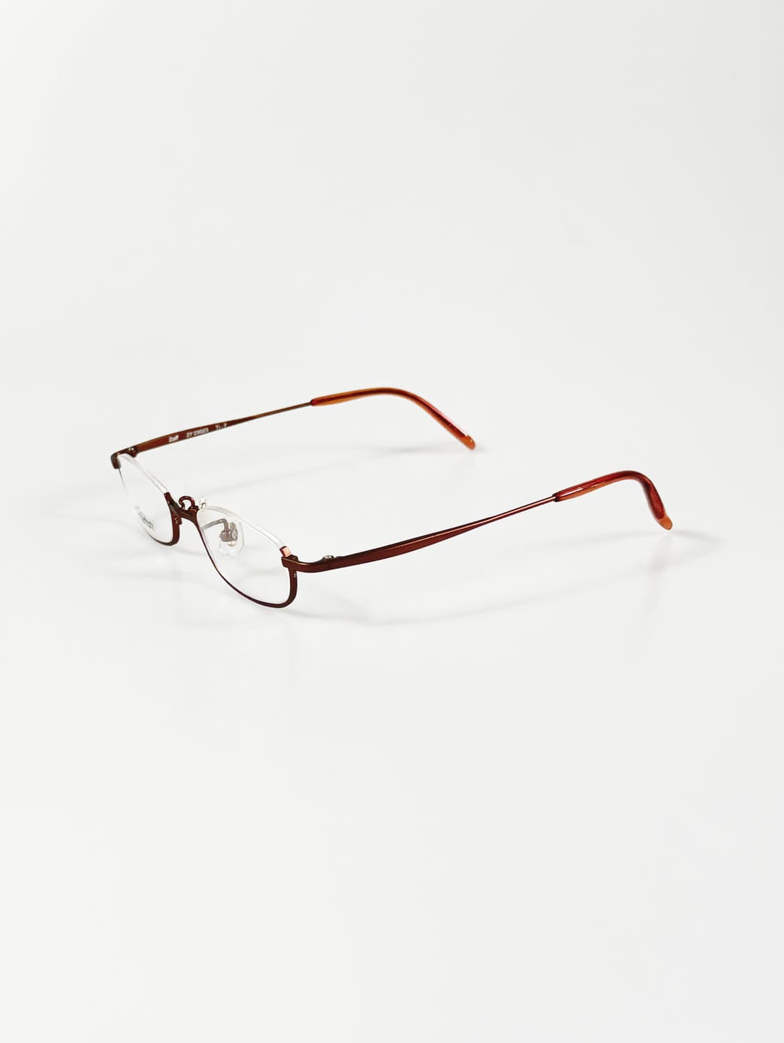 ZOFF 브라운 티타늄 스퀘어 역반무테 메탈 빈티지 안경 상품이미지3