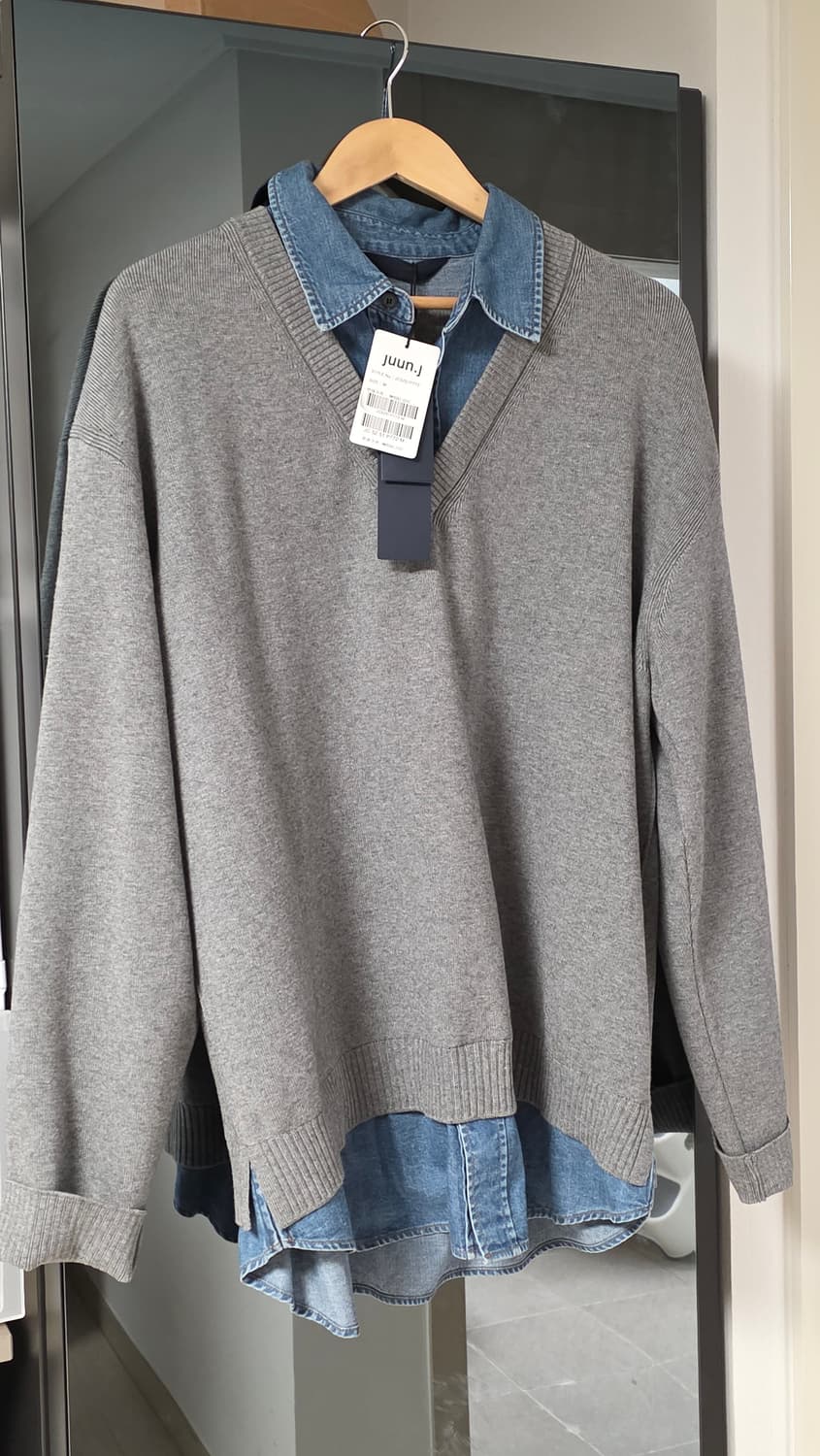 준지 25SS 데님 배색 스웨터 라이트 그레이 m 상품이미지2