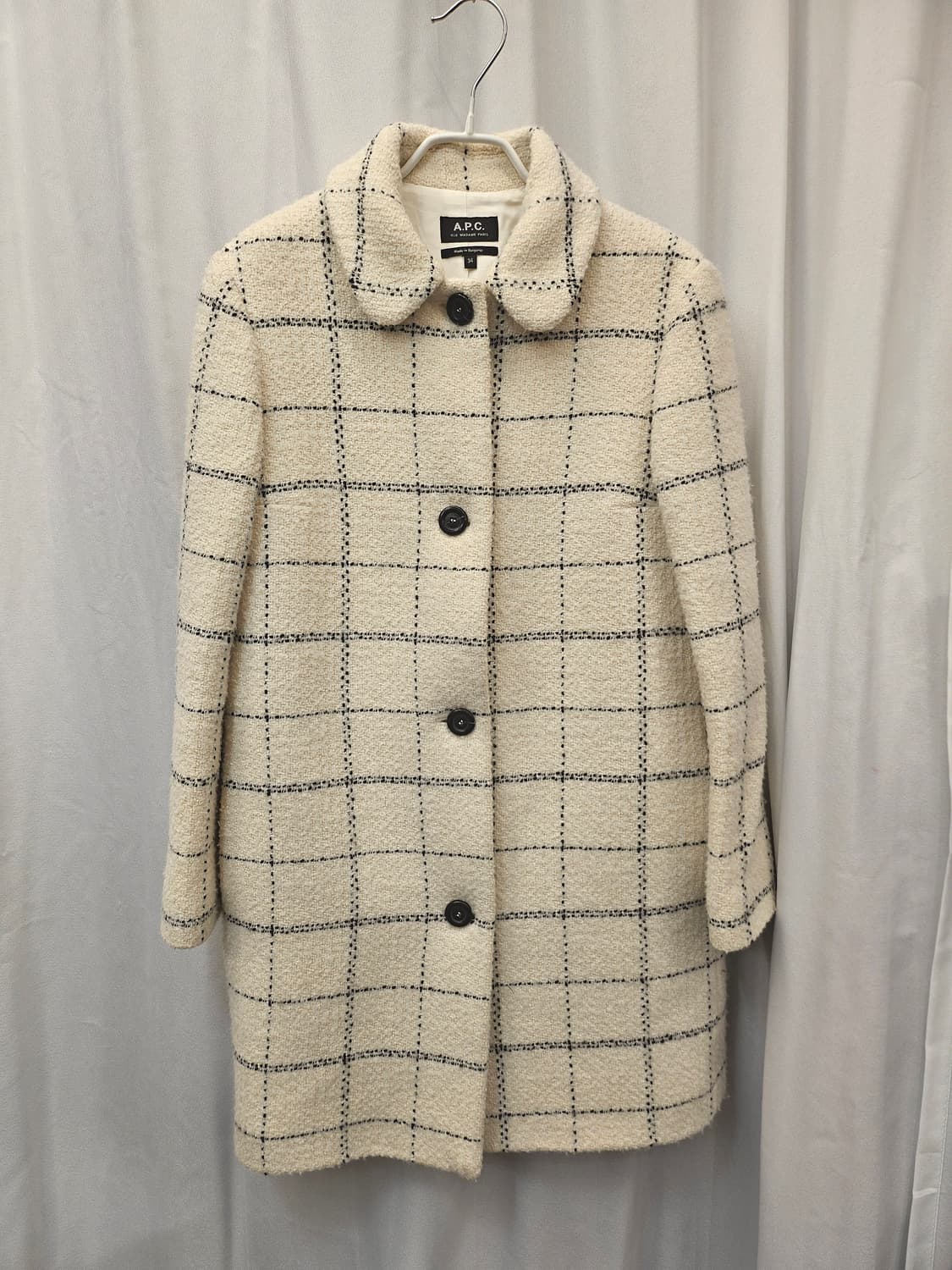 A.P.C. 체크 패턴 아이보리 코트 34 상품이미지1