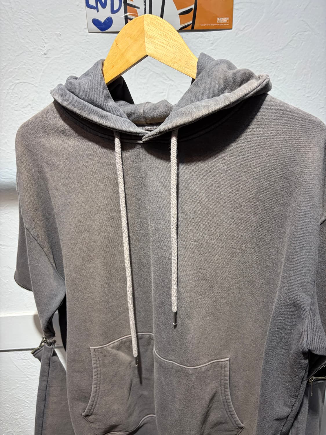 aiver 투웨이 암 오버핏 후드티셔츠 상품이미지2