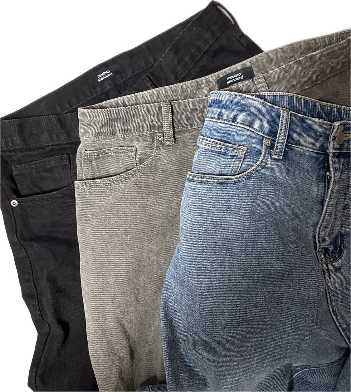 무신사 스탠다드 데님 3개 와이드 / 스트레이트 허리 30-31 상품이미지1