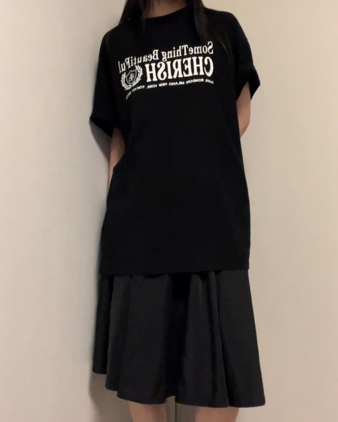 black flared midi skirt 상품이미지5