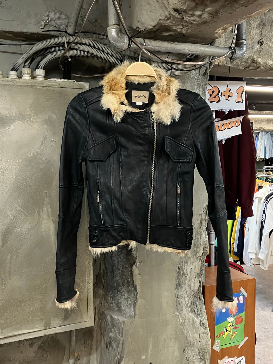 양가죽 퍼 포인트 카라 레더 가죽자켓 블랙 #csz3544 상품이미지1