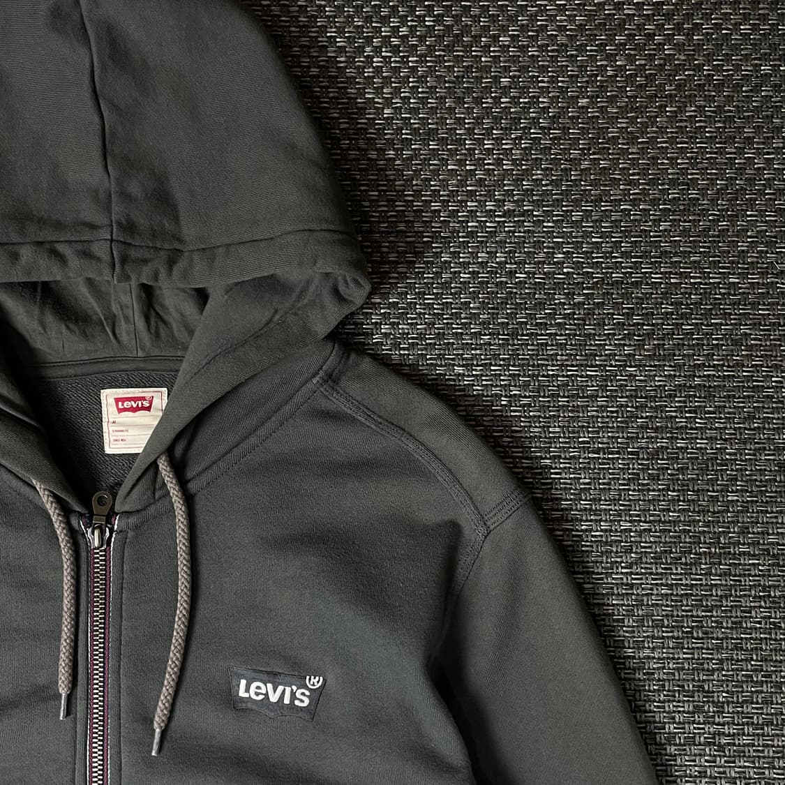 리바이스 카키그레이 지퍼 라인 로고 후드집업 M 상품이미지3