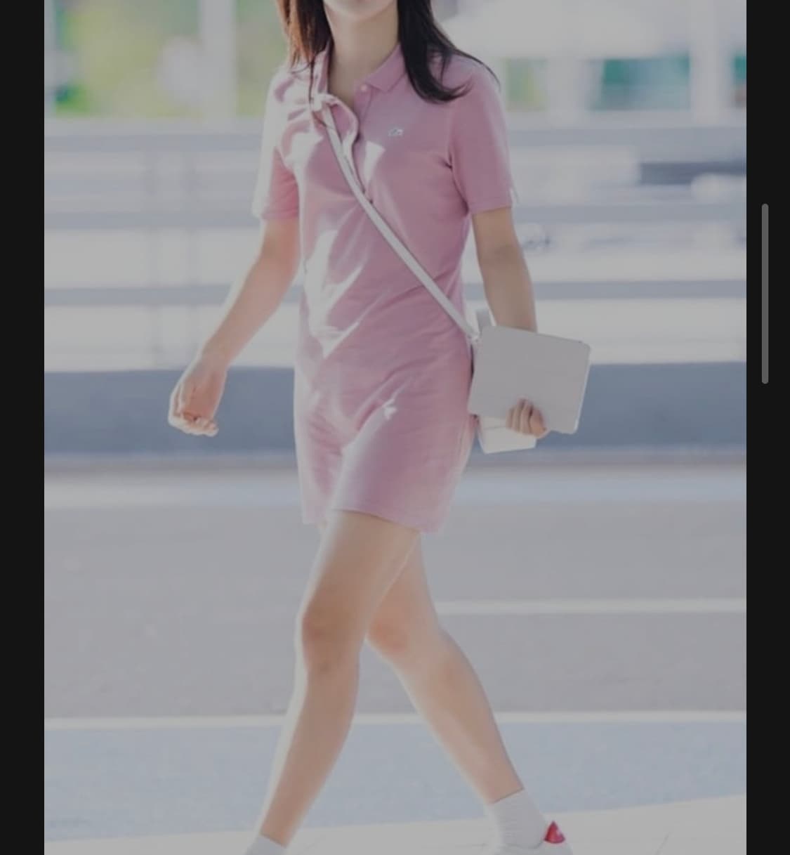 [라코스테] 여성 슬림핏 반팔 피케 원피스 (블루) 상품이미지6