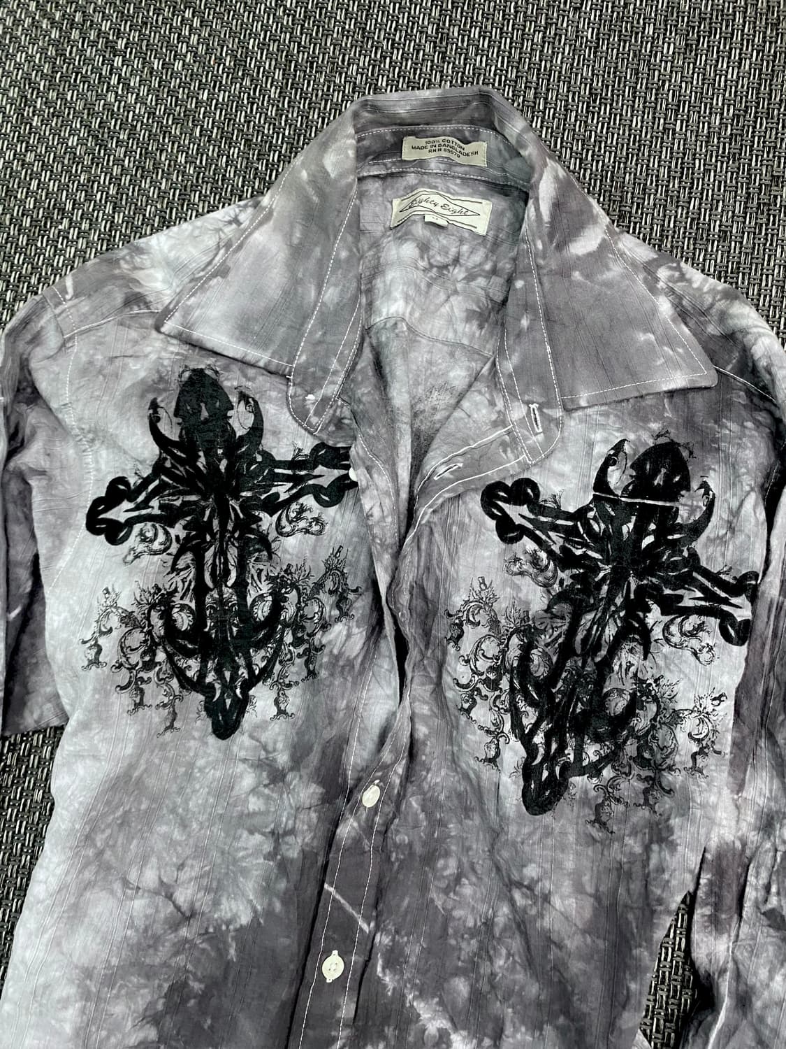 2000s Cross&Wings Print Losses Fit Shirt 상품이미지3