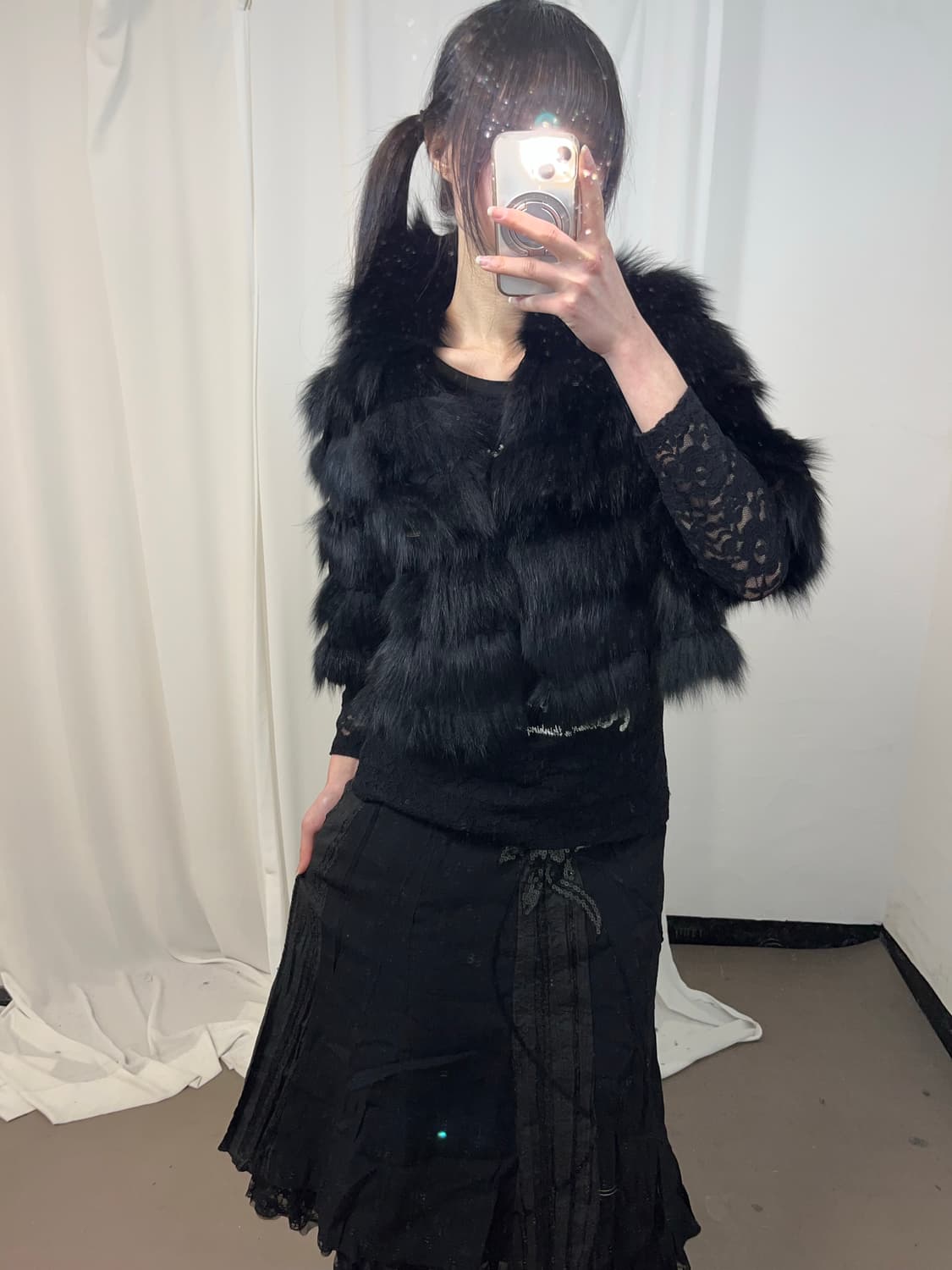 블랙 폭스퍼 판쵸 자켓 상품이미지4