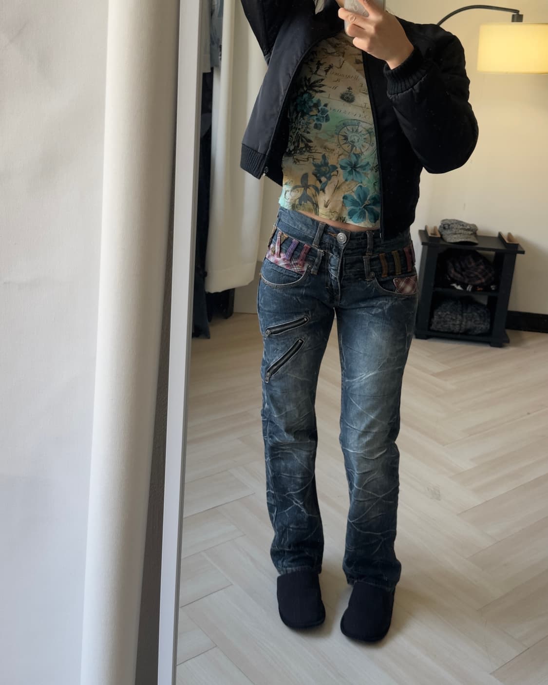 [NYLAUS] double-waist denim pants(check) 상품이미지4