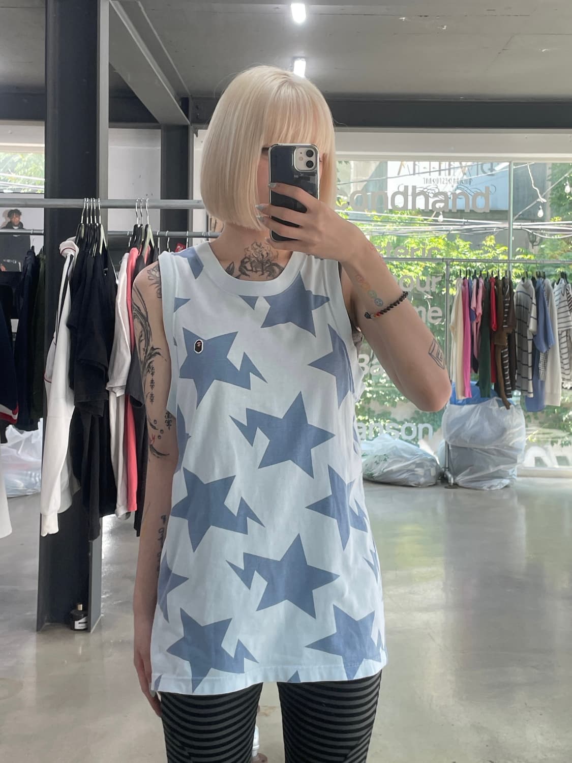 베이프 스타 패턴 블루 나시 상품이미지2