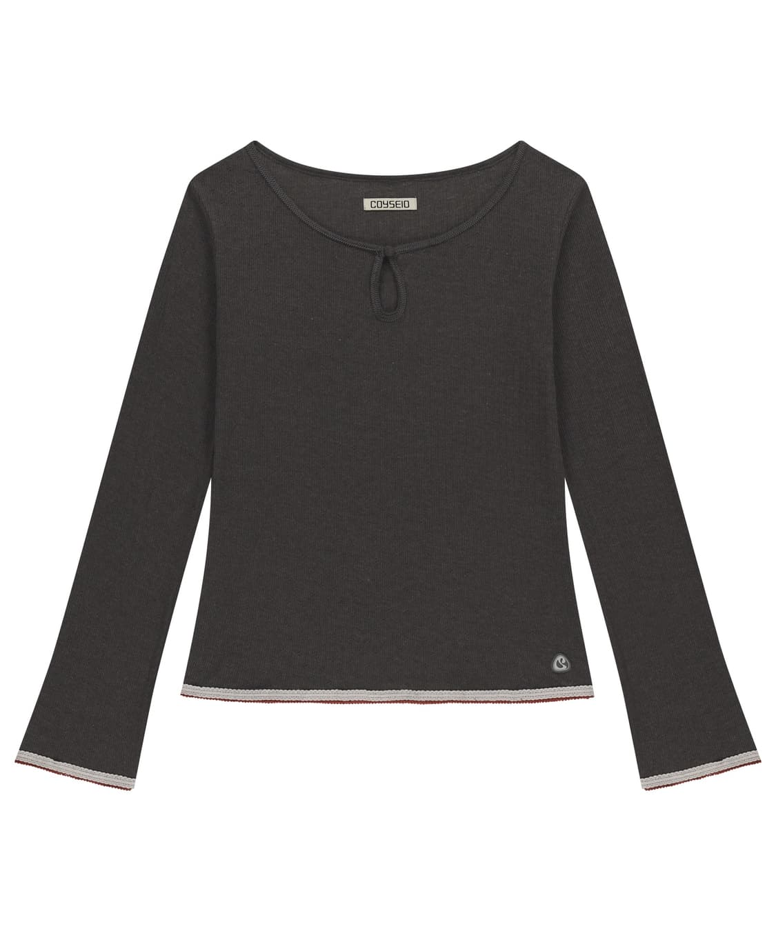 코이세이오 EYELET LACE LONGSLEEVES ASH BROWN 상품이미지1