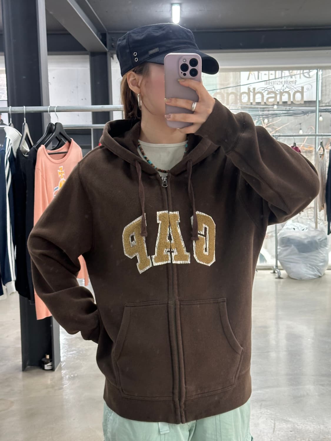 갭 플러피로고 초코바나나 후드집업  상품이미지3