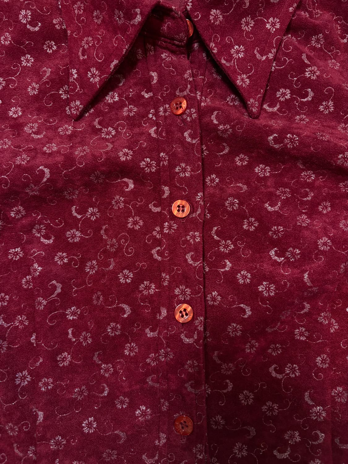 스웨이드 플라워 슬림핏 긴팔 셔츠 상품이미지4