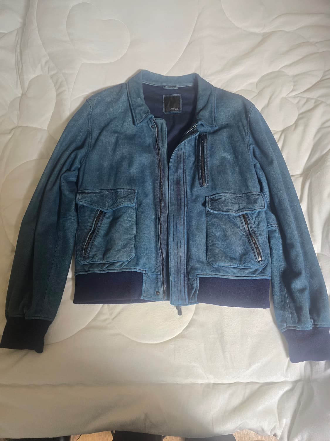 듀퐁(S.T. Dupont) 최고급 블루종 가죽자켓 데님스타일 상품이미지4