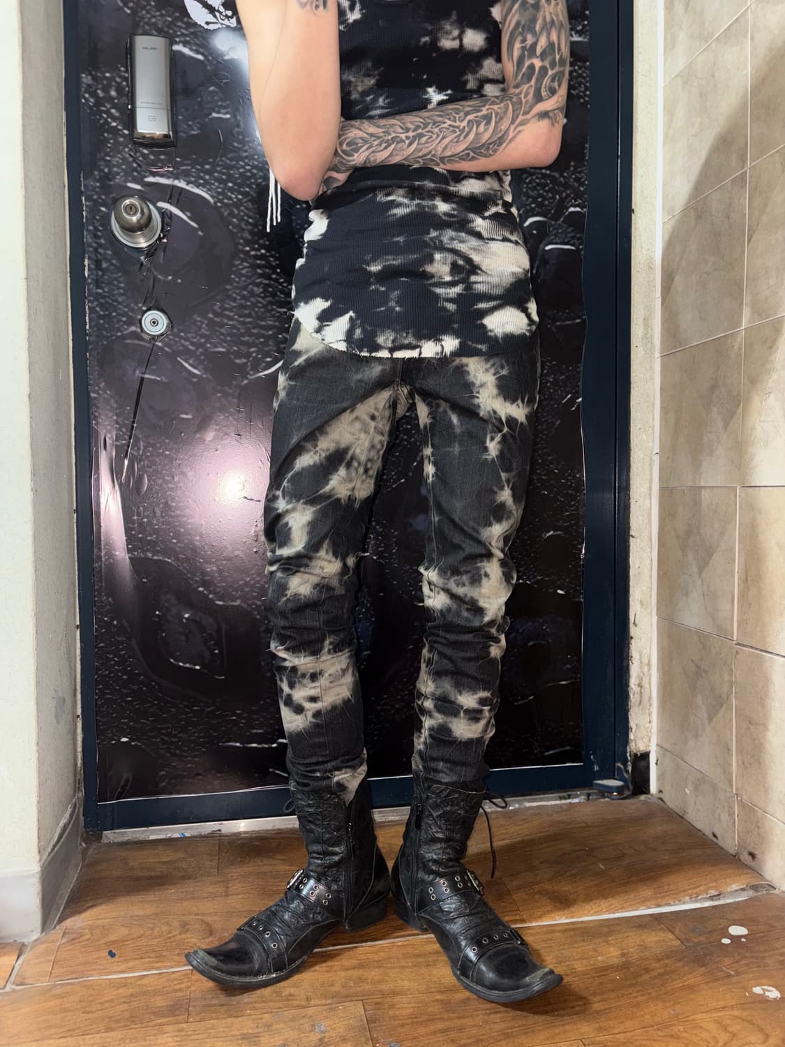 tie dye grey slim jeans  상품이미지2