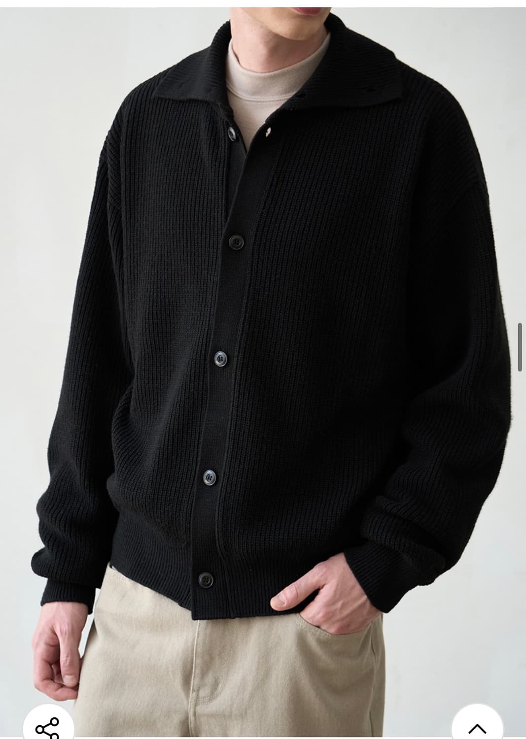 (새상품)(L) 드로우핏 벌키 울 하이넥 니트 가디건 [BLACK] 판매 상품이미지6