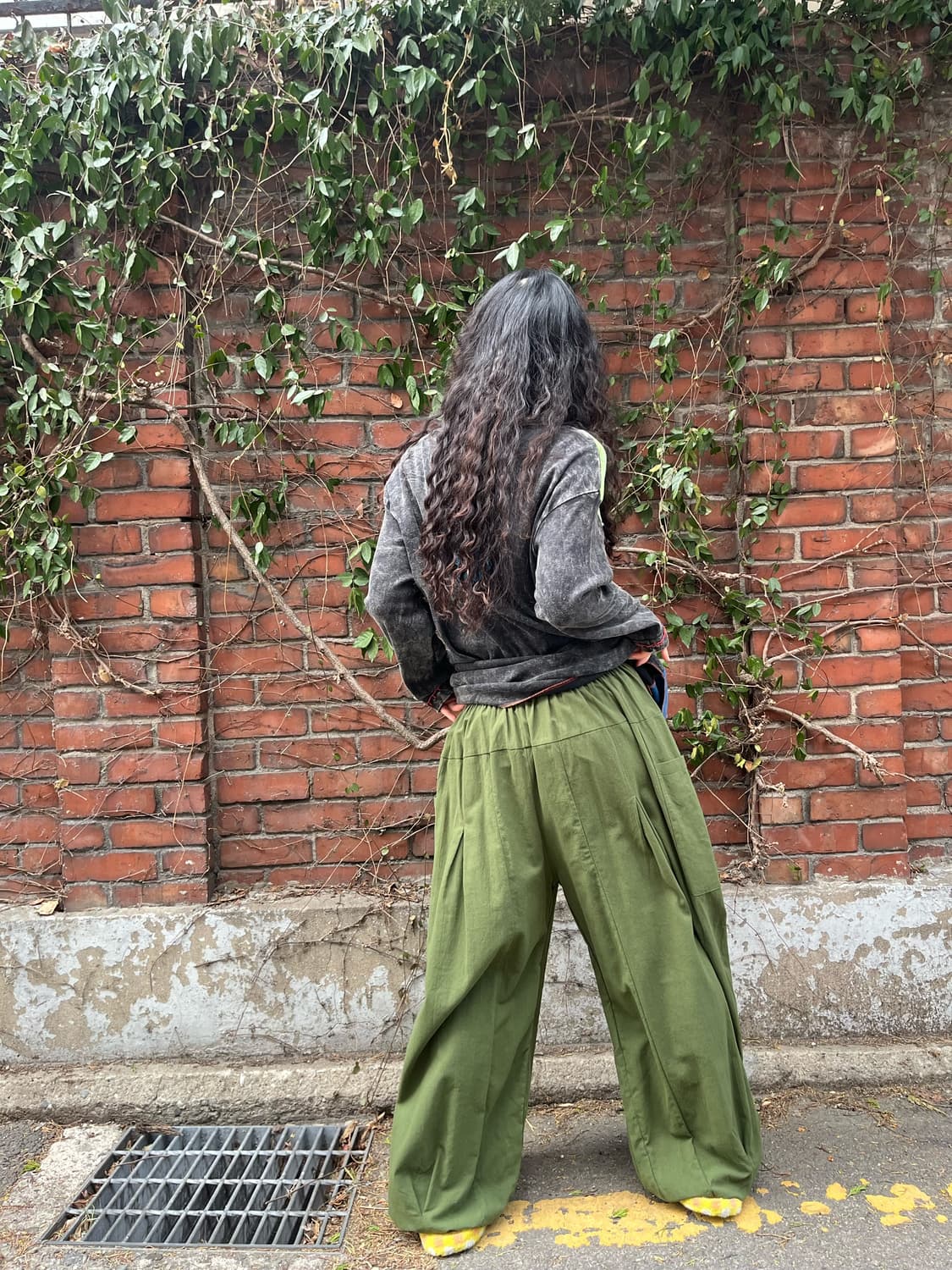 카키 그린 히피 문양 벌룬 팬츠 상품이미지6