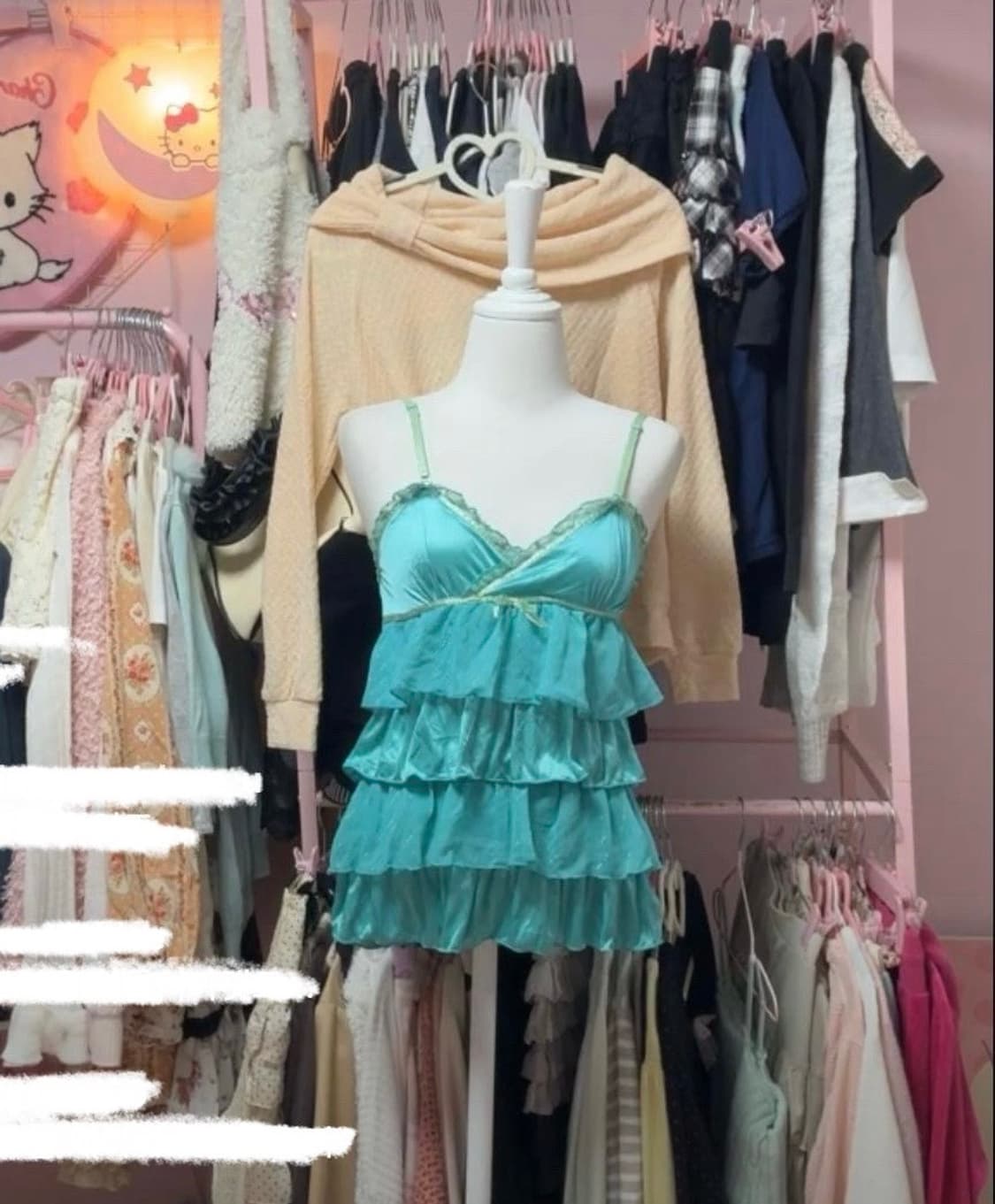 Y2K Mint satin Gyaru top / 갸루 상품이미지1