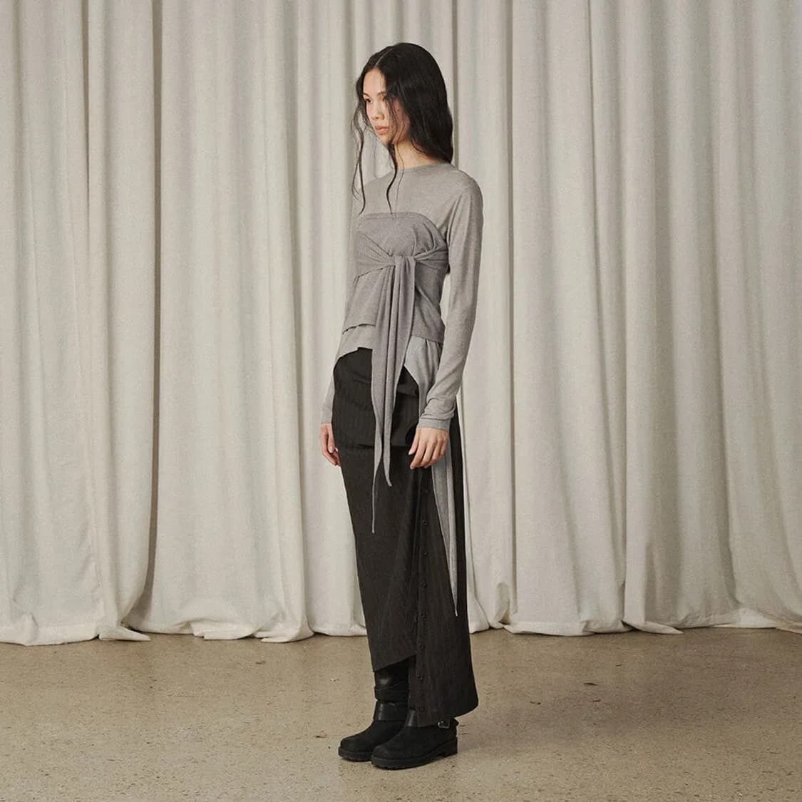 베르소 knot-tie round t-shirt sliver grey 상품이미지1