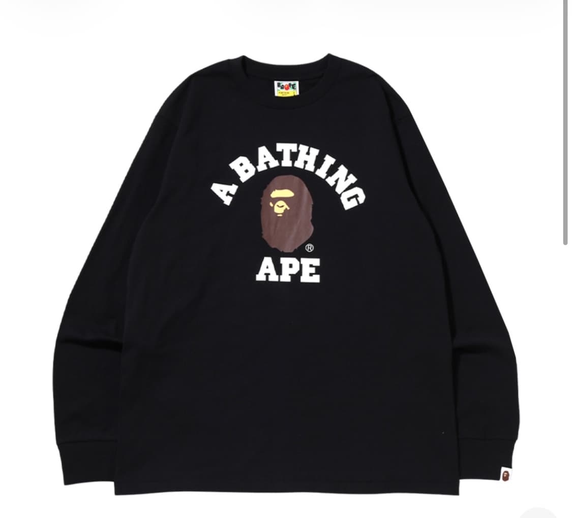 BAPE College L/S T-Shirt Black 상품이미지1