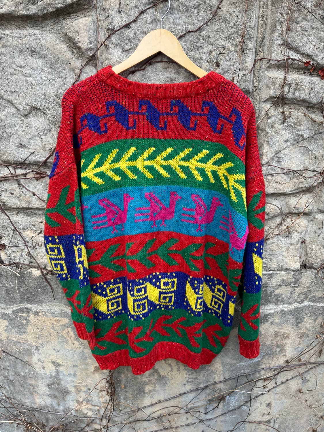 빈티지 아즈텍 패턴 네이티브 무늬 울 아크릴 핸드 니트 상품이미지2