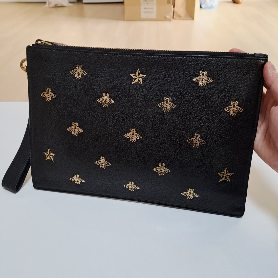 [100%/정품] 구찌 비 스타 레더 클러치 블랙, 구찌클러치,구찌파우치 상품이미지4