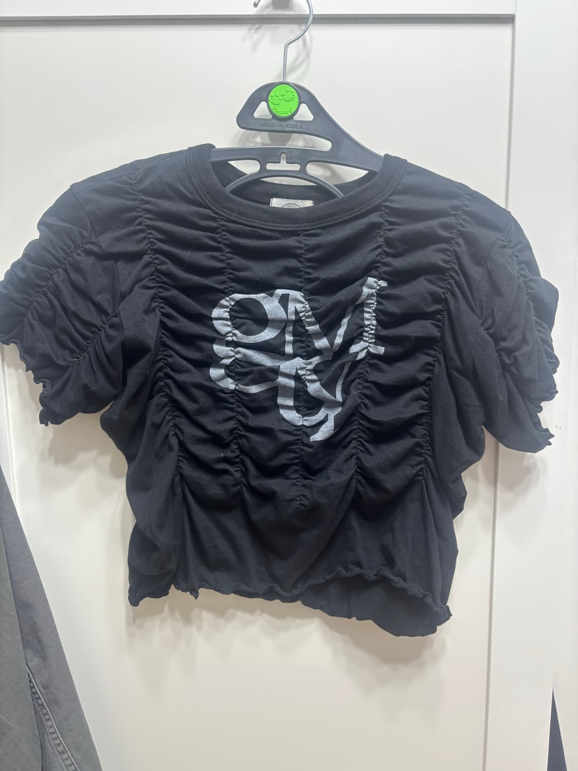 김미더영 셔링 반팔 블랙 상품이미지2