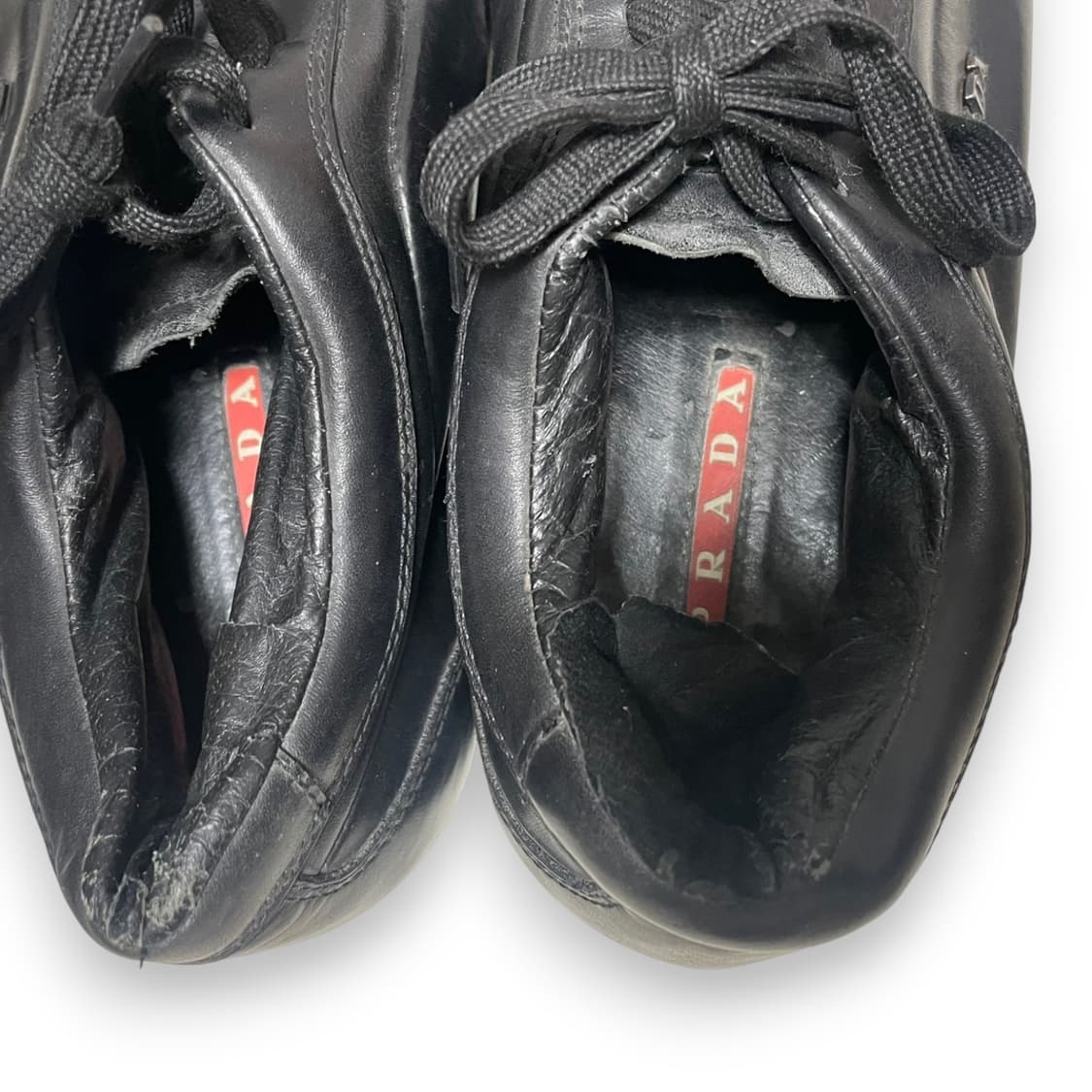 280 44)프라다 로고 가죽 레더 스니커즈 신발 상품이미지4