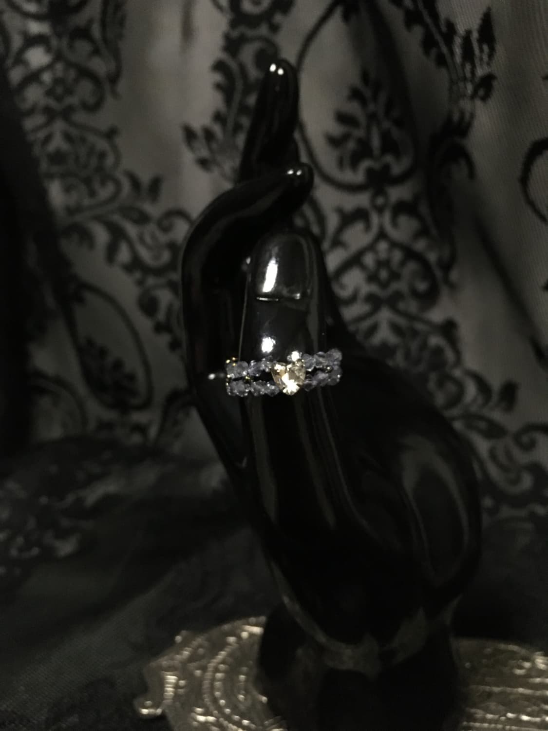 Vintage 스윙셋 레이어드 미니 하트 비즈 링 반지 그레이 블랙  상품이미지3