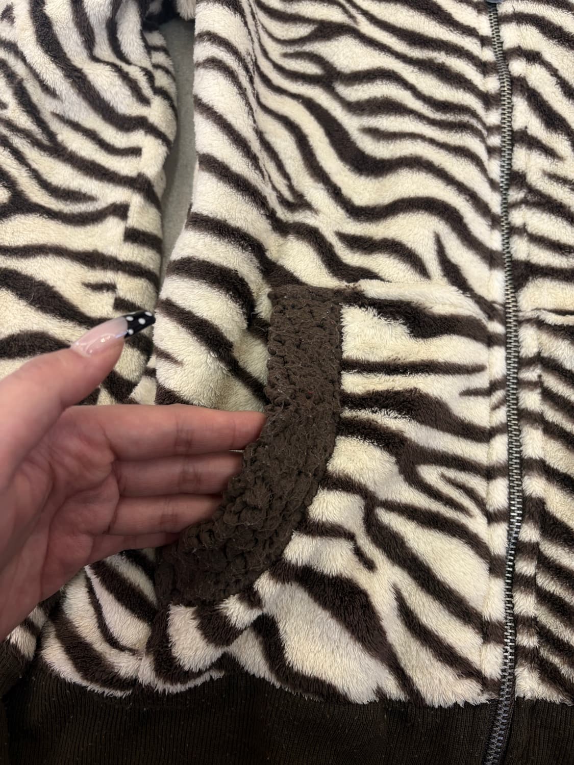 브라운 지브라 퍼 후드집업 상품이미지5