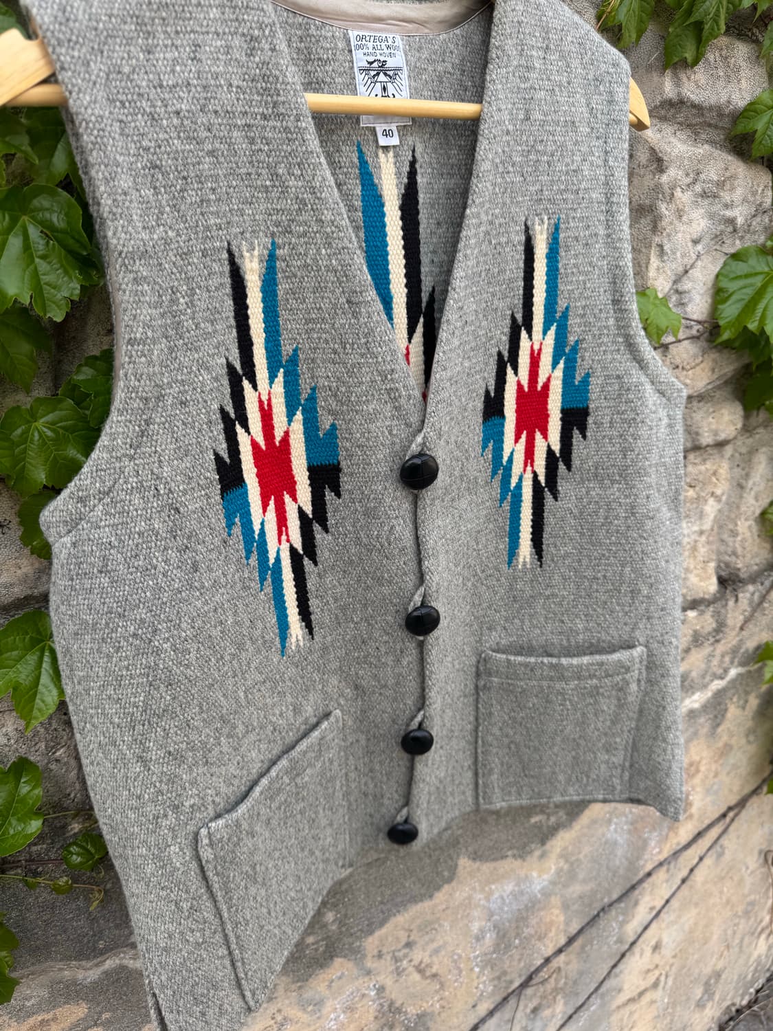 오르테가 핸드 우븐 울 네이티브 아메리칸 웨스턴 치마요 베스트 조끼 상품이미지5