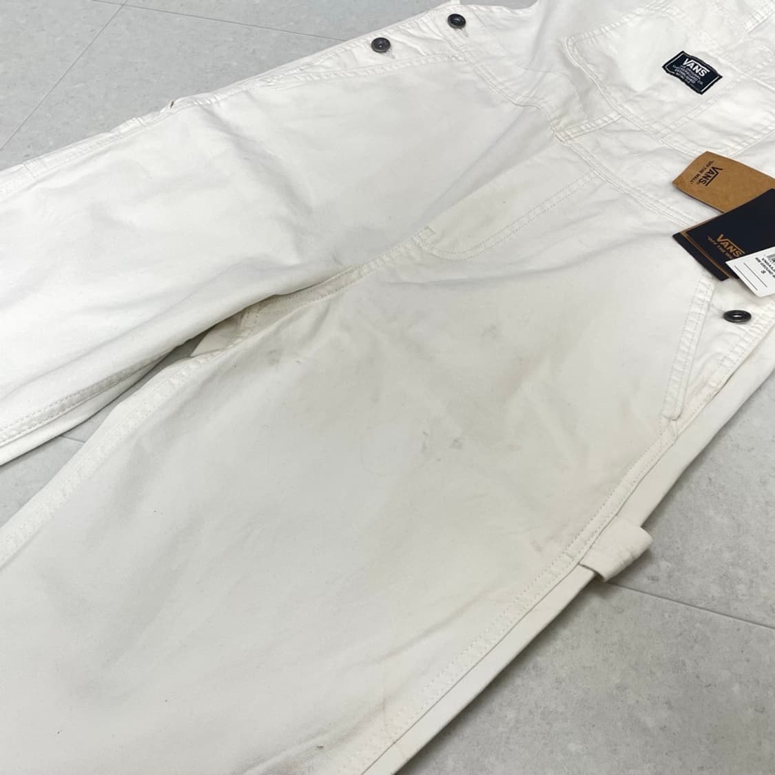반스 VANS 아이보리 멜빵 오버올 팬츠 S 상품이미지4