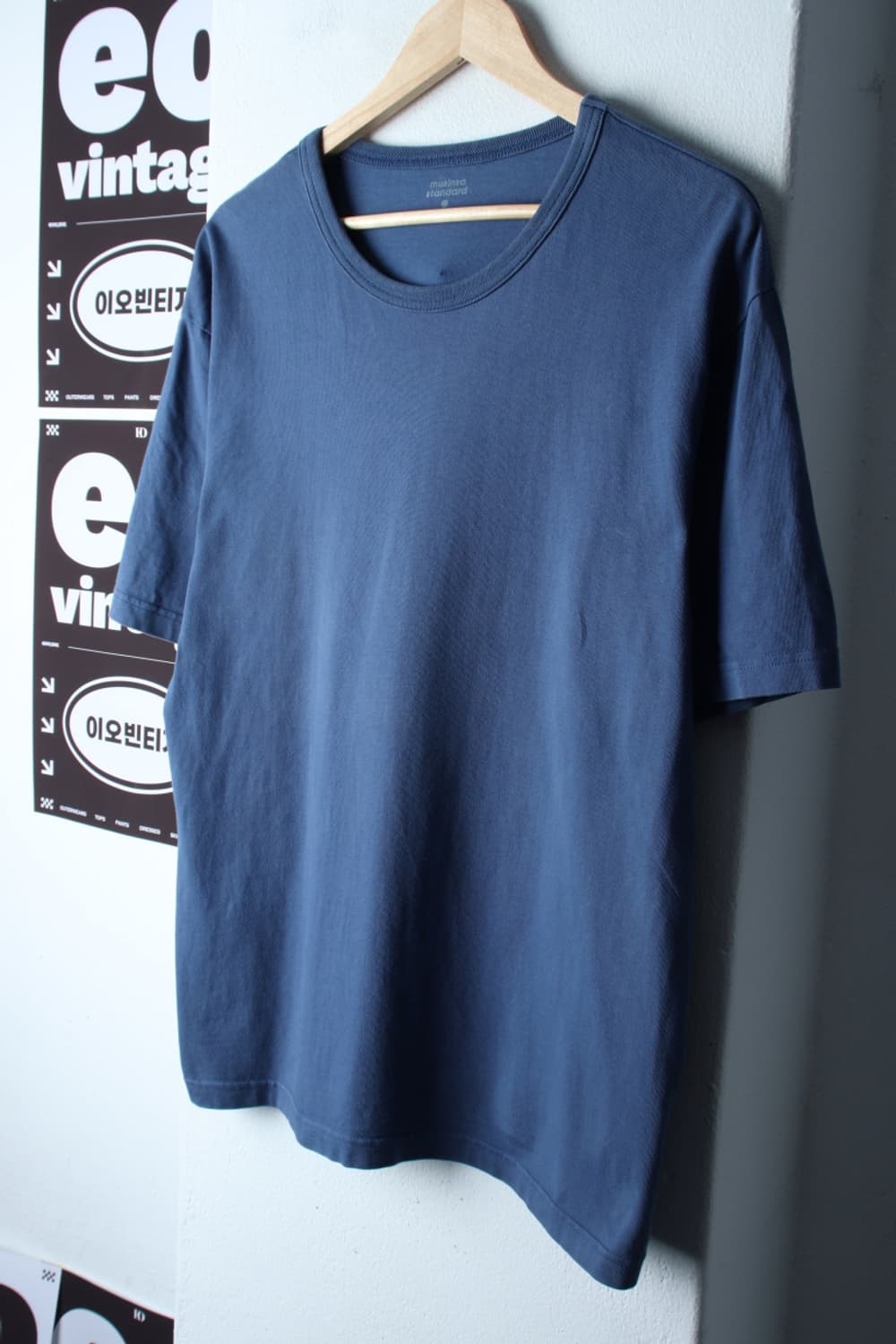 (L-XL) 무신사 스탠다드 반팔 티셔츠 무지 블루 기본-H32456 상품이미지1