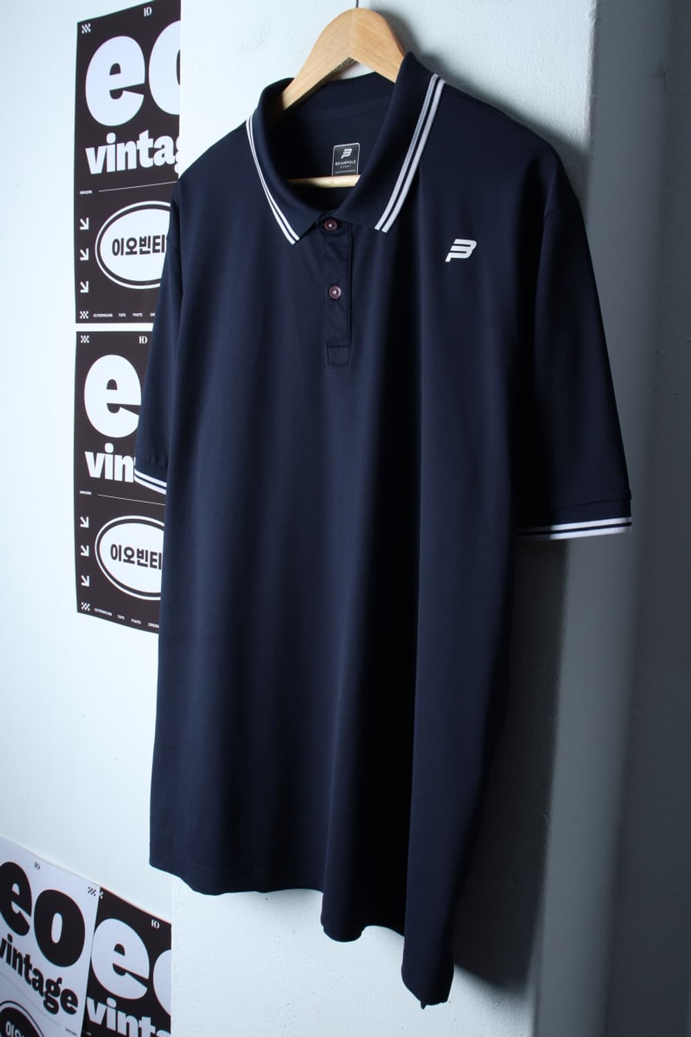 (3XL) 빈폴 반팔 카라 티셔츠 빅사이즈 기능성 네이비-H31987 상품이미지1