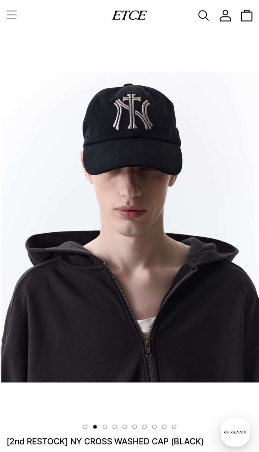 etce ny cross washed cap (black) m사이즈 상품이미지2