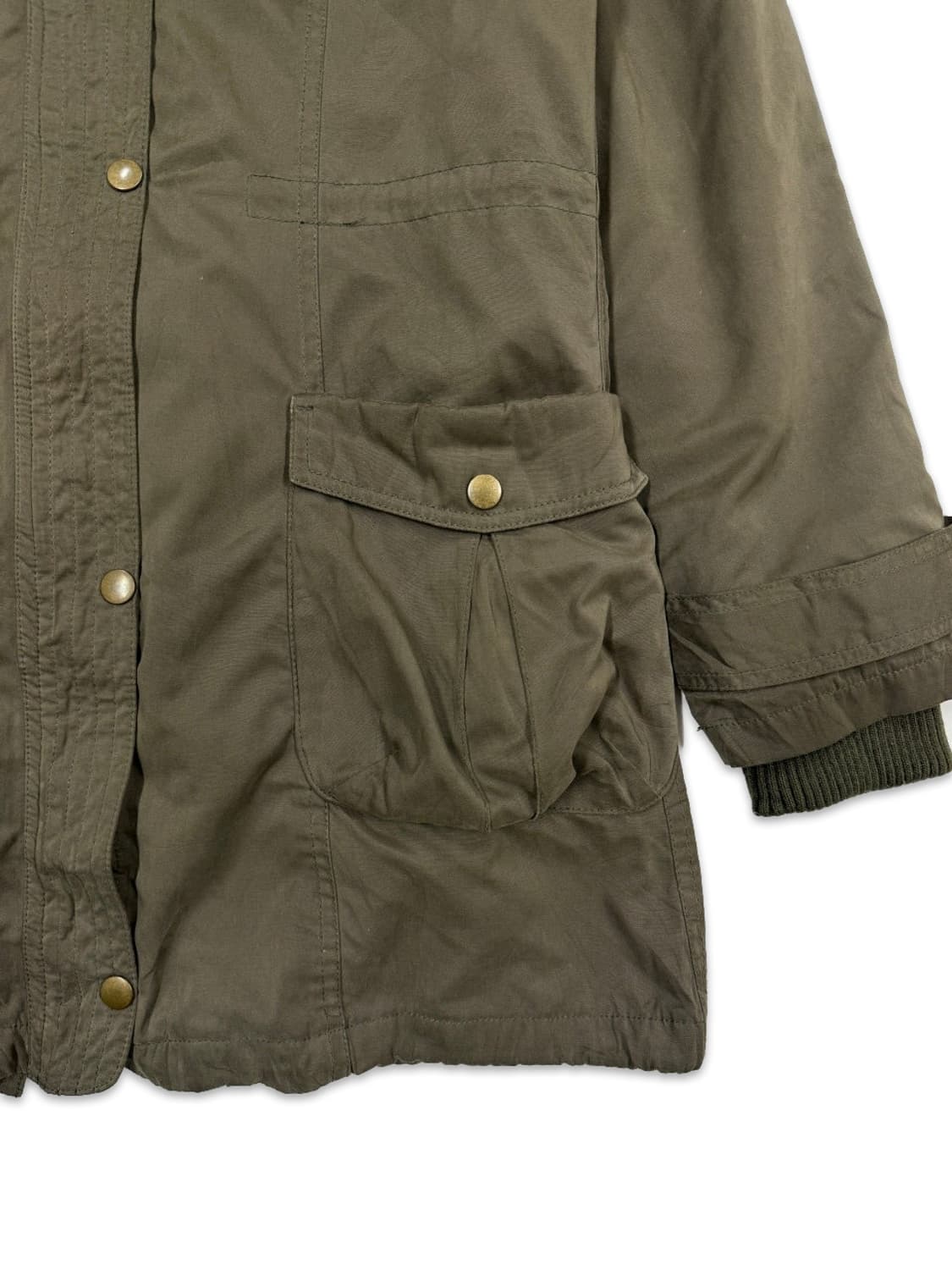빈티지 CLEF DE SOL 카키 퍼 후드 집업 야상 상품이미지4