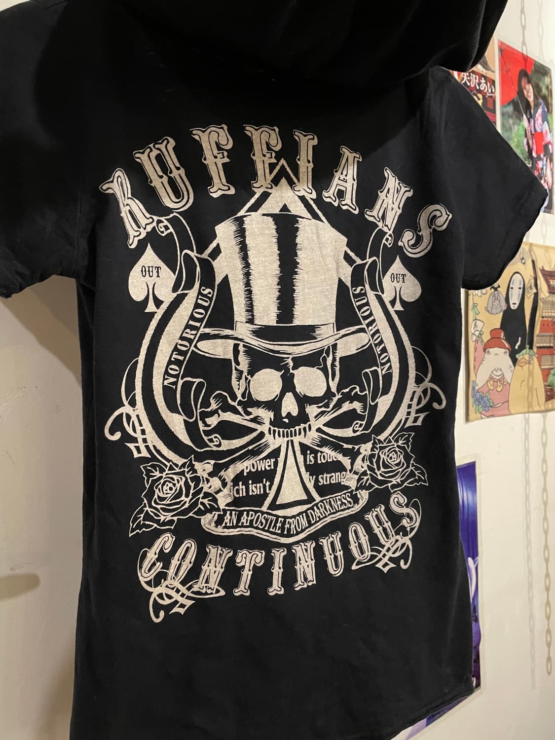 cornflake 스컬 프린트 블랙 후드 반팔 티셔츠 펑크 상품이미지9