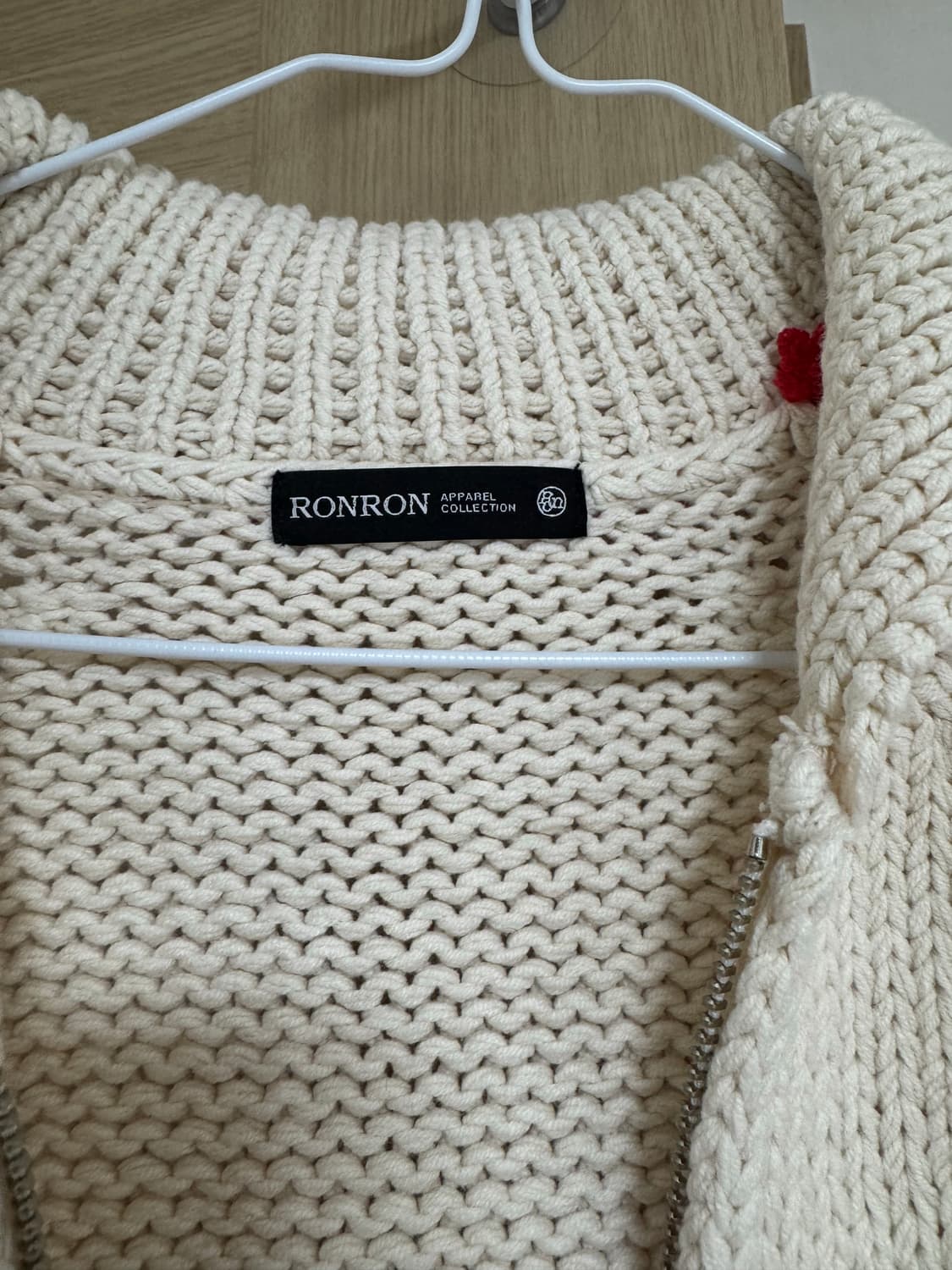 론론 88 코위찬 니트 집업 크림 레드 free 상품이미지6