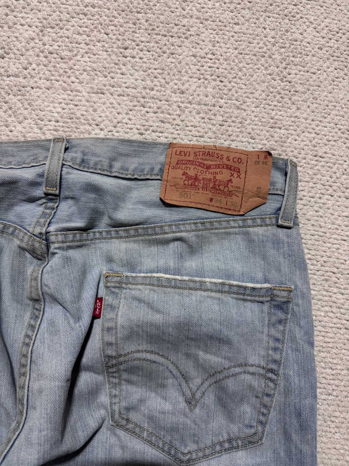 00s Mexico 리바이스 501 연청 워싱 데님 34사이즈 상품이미지6