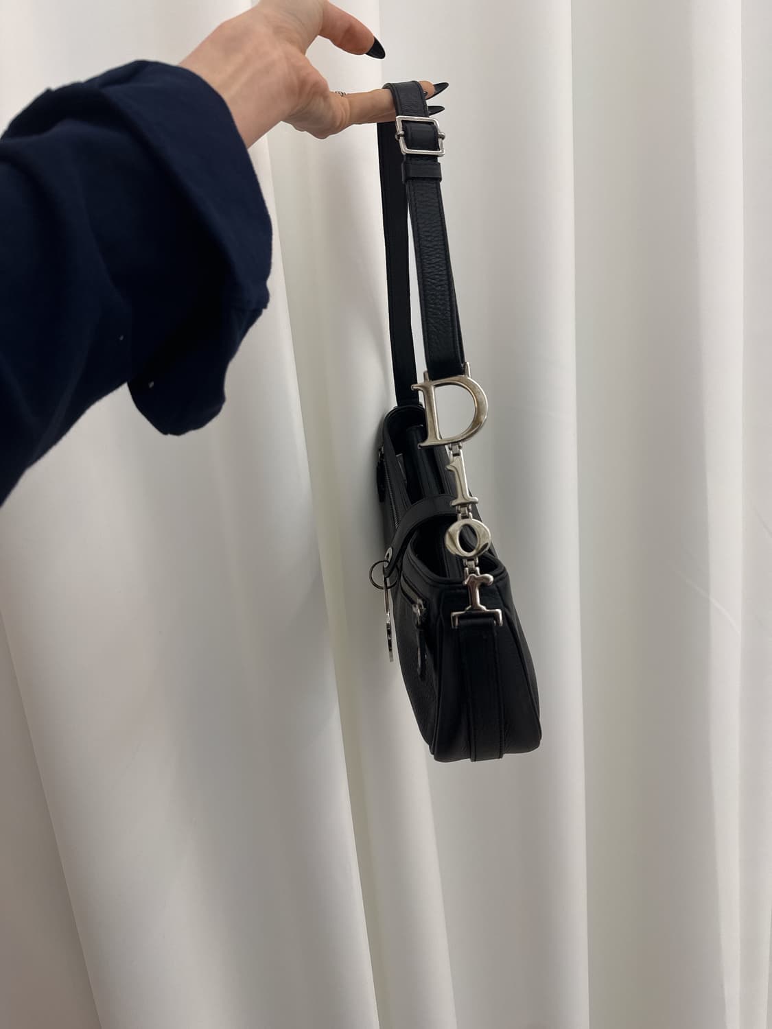 디올 빈티지 블랙 레더 디링백 상품이미지2