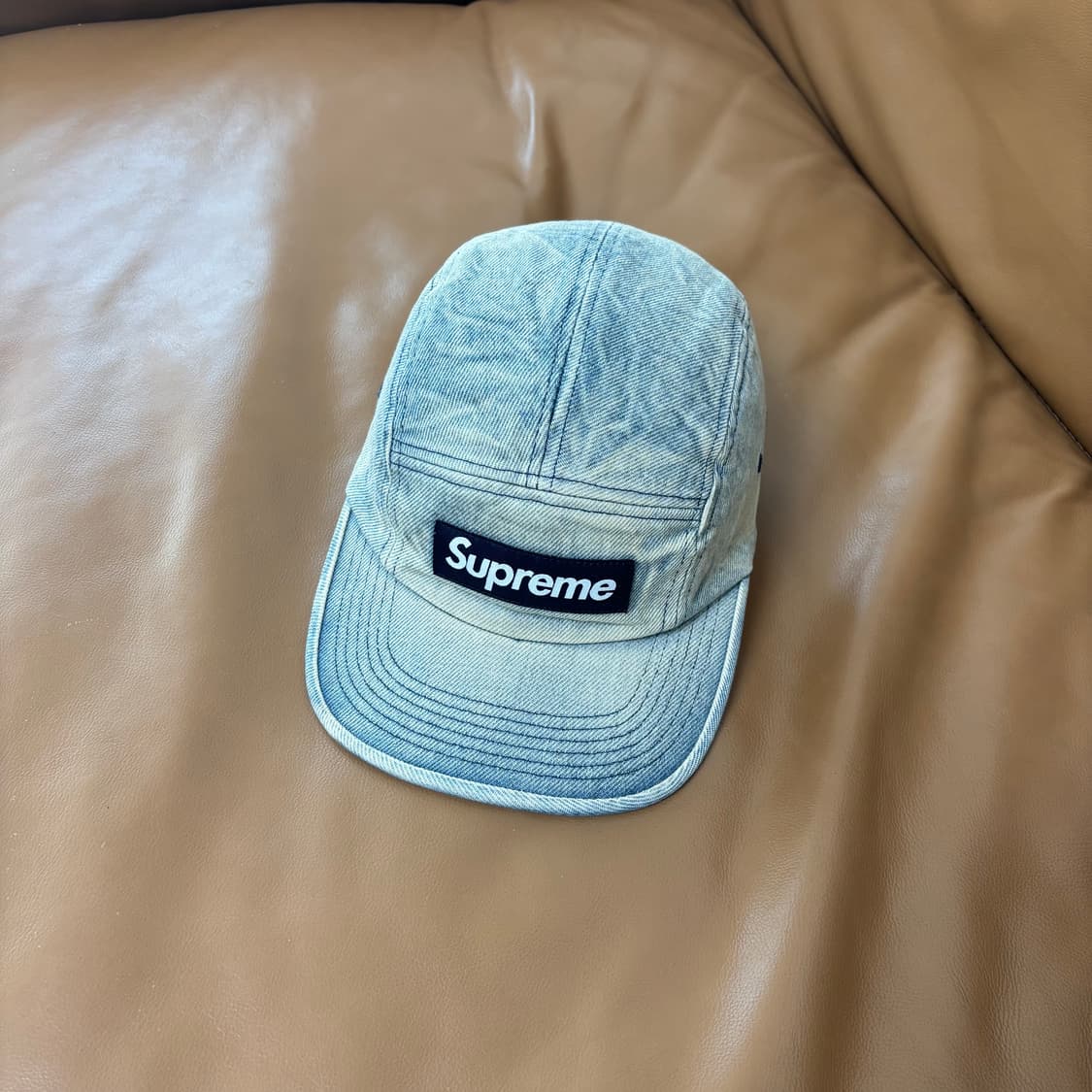 슈프림 캠프캡 모자 박스로고 24ss 워시드 트윌 더티 데님 상품이미지1