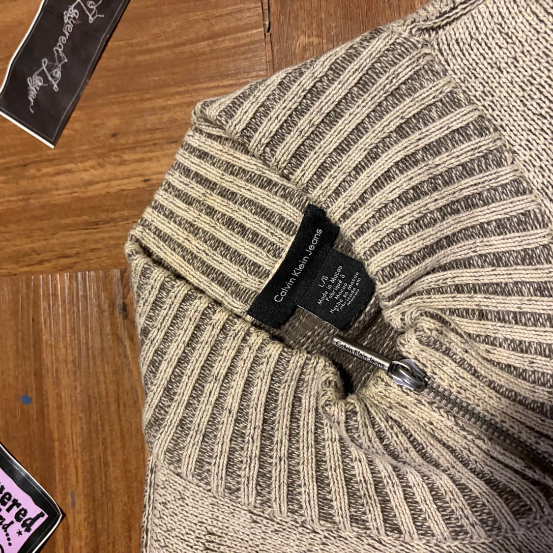 CALVIN KLEIN JEANS 골지 플리츠 니트집업 상품이미지2