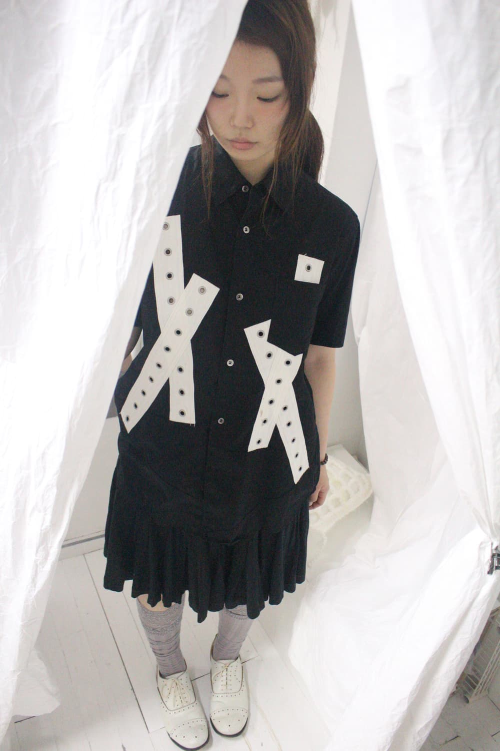 eyelet patch half shirt 상품이미지8