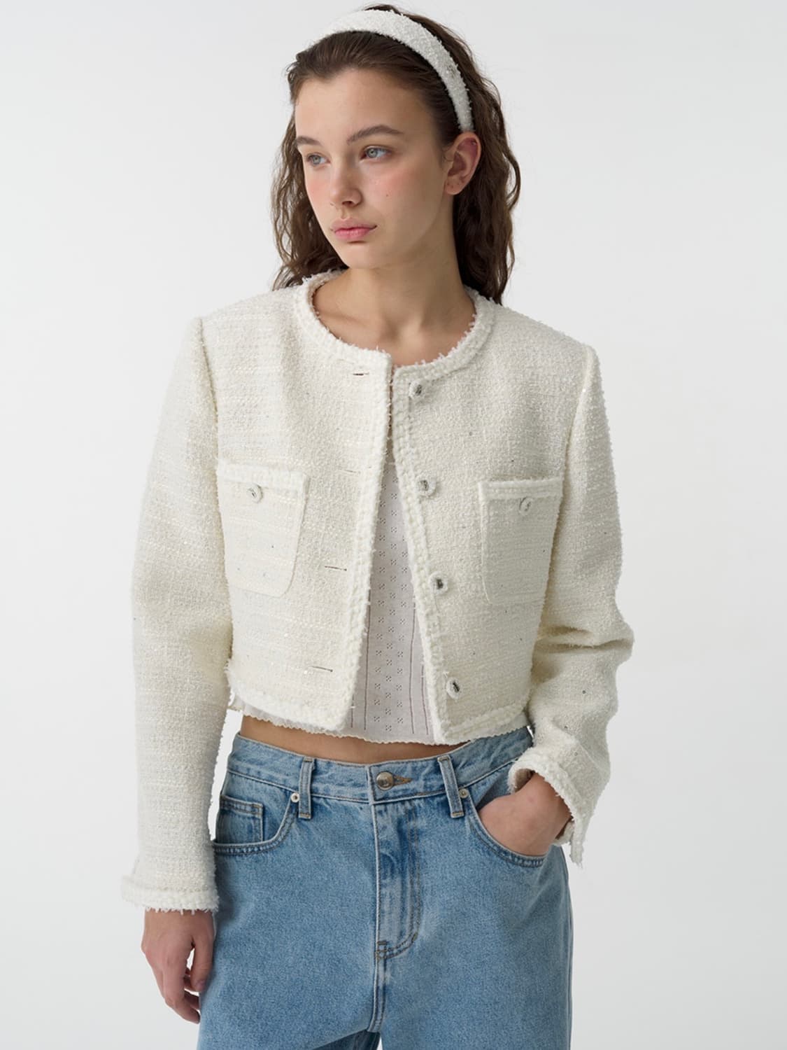 더바넷 멜리나 트위드 아이보리(상태좋음) 상품이미지1